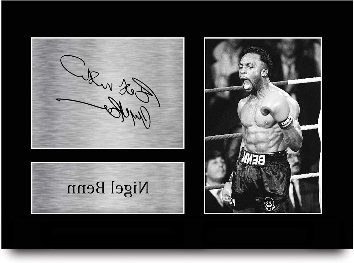 Boksen Foto - Sport Memorabilia - Cadeau Fans - Gedrukte Handtekening - A4 Formaat - Zwart Mat