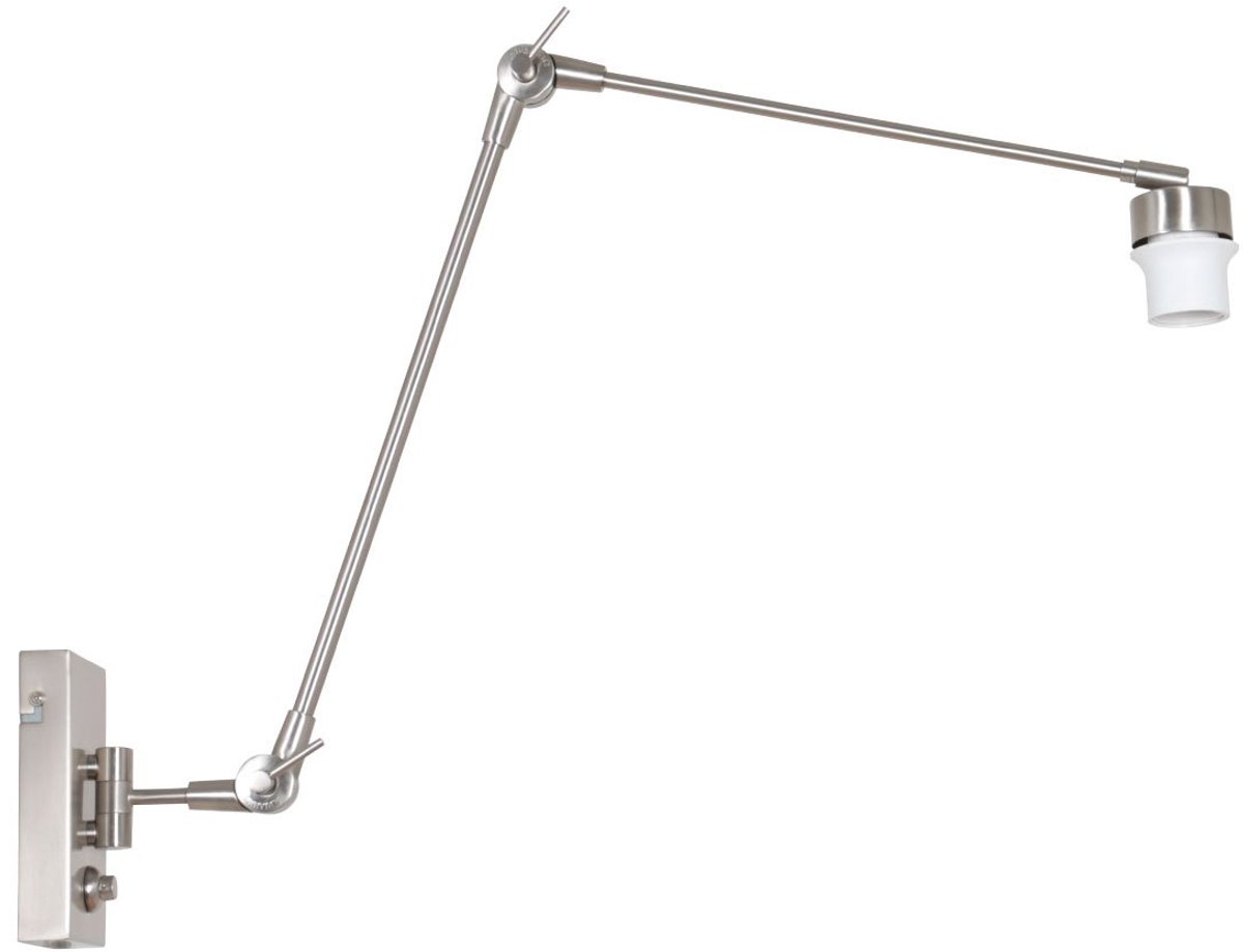 Wandlamp Steinhauer Prestige Chic 7396ST, staal, draaibaar en kantelbaar, zonder kap, modern design voor binnen gebruik