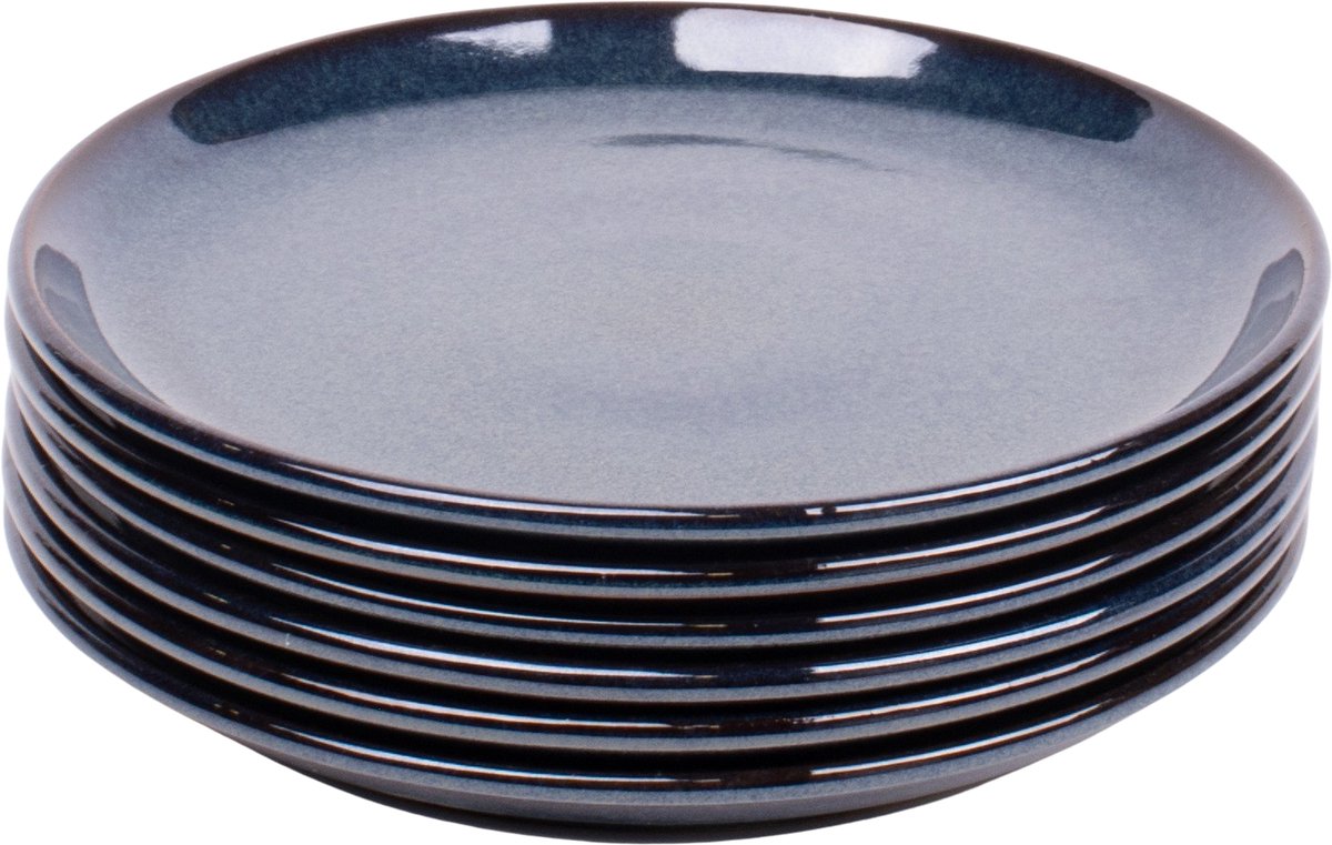 Set van 6 gebaksbordjes - 16 cm - Faro - blauw - Portugees stoneware