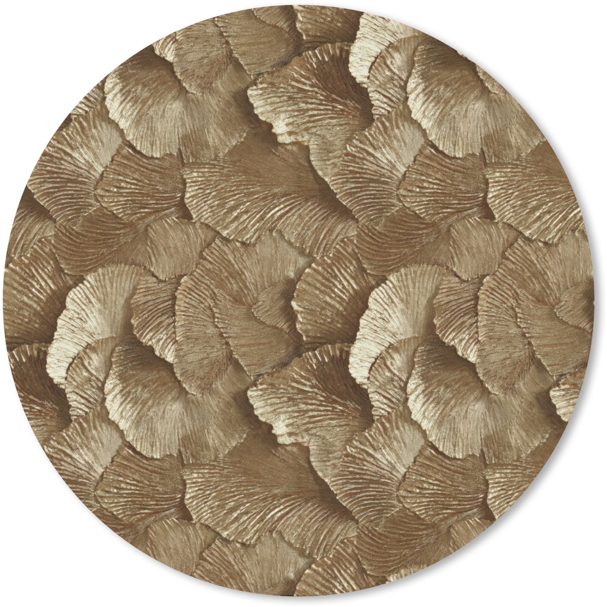 Muismat rond 30x30 cm - Mousepad Organisch - Patroon - Bladeren - Goud - Ronde muismatten