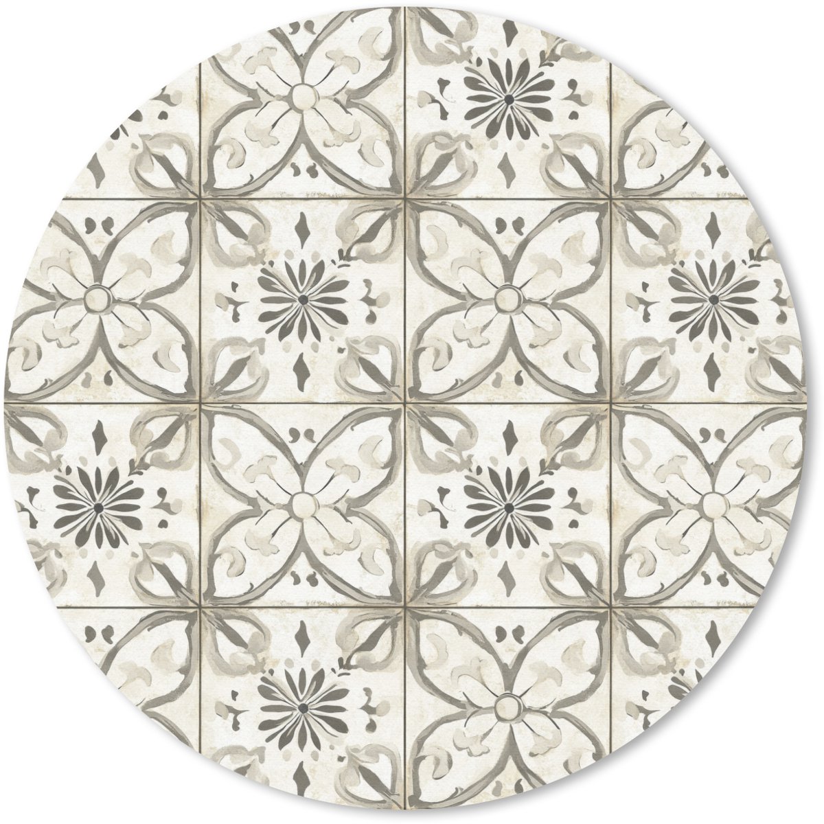 Muismat rond 30x30 cm - Mousepad Antiek - Tegel - Beige - Ronde muismatten