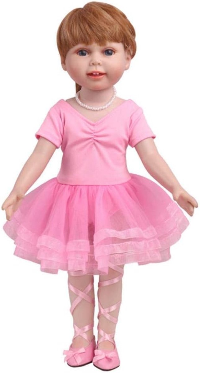 Poppenkleding Balletjurk - Lace Outfit - Poppen Aankleden - Speciaal Ontworpen - 45 cm Pop - Roze — afbeelding 3
