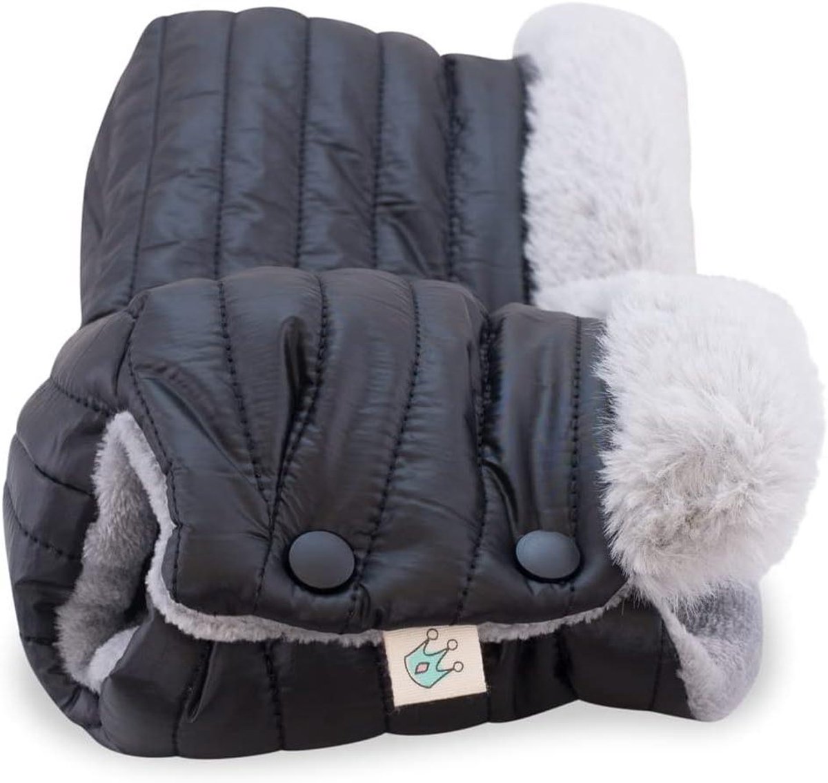 Kinderwagen Wanten - Mouw voor buggy - Handen warm houden - 100% waterdicht fleece - 53 cm breed - Zwart