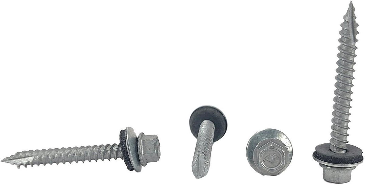 Metalen Dakschroef - Plaatwerk Schroef - Dakbedekking Bevestigen - Zelfstartend Scherpe Punt - 100 Stuks #9 x 1-1/2" - Grijs