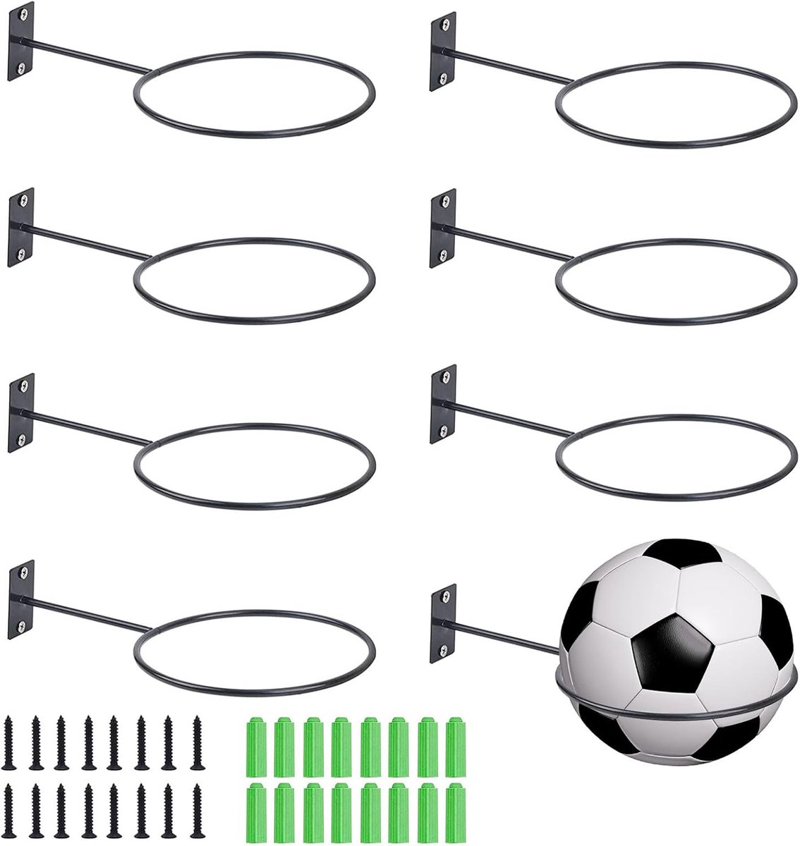 Pack of 8 Wandbeugels voor Basketbal - Voetbal - Rugby - Zwart