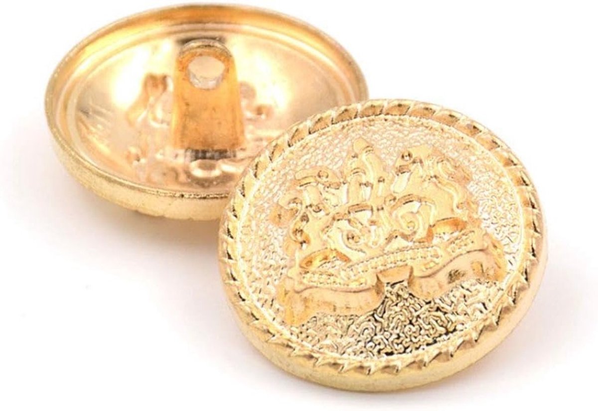 10 Stuks Ronde Metalen Kledingknopen - Mode Naai Knopen voor Blazer, Uniform en Overhemd (Goud, 25mm)