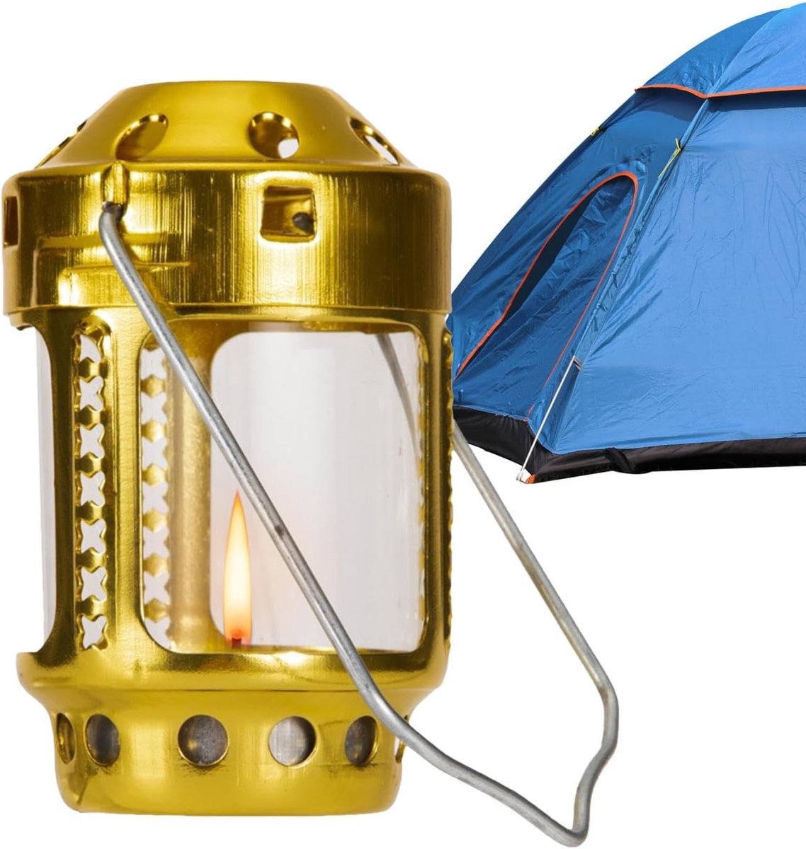 Outdoor Lantaarn - Draagbare Kaarslamp - Kamperen en Vissen - Hittebestendig Glas - 15 x 8