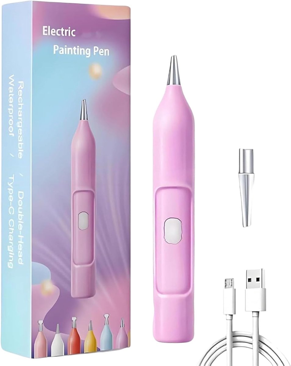 Strass Dot Pen - Strass Art Schilderen - Hobby Projecten Maken - Elektrisch Dotten - 15 x 2.5 cm - Paars