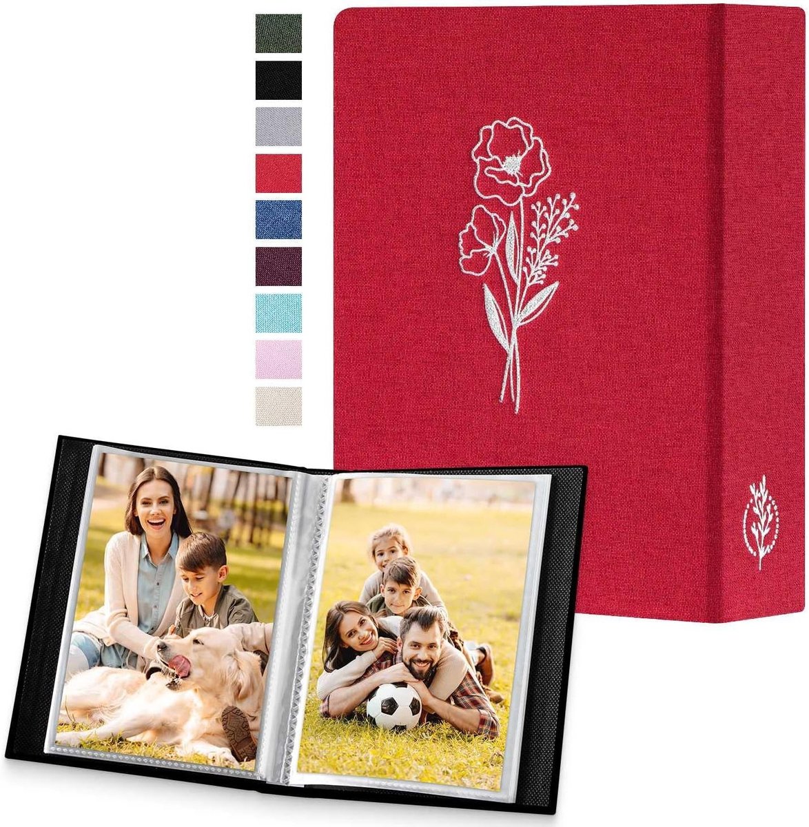 Fotoalbum 6x4 voor 50 Foto's, Linnen Cover, Ideaal voor 10x15 cm Portretfoto's, Set van 2, Compact en Stijlvol