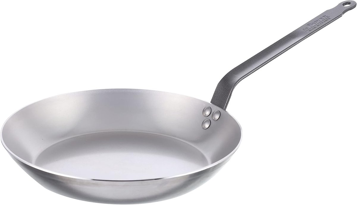 Koolstofstalen Koekenpan - Stevige Koekenpan - Aanbraden en Grillen - Gelijkmatige Warmte - 30 cm - Zilver