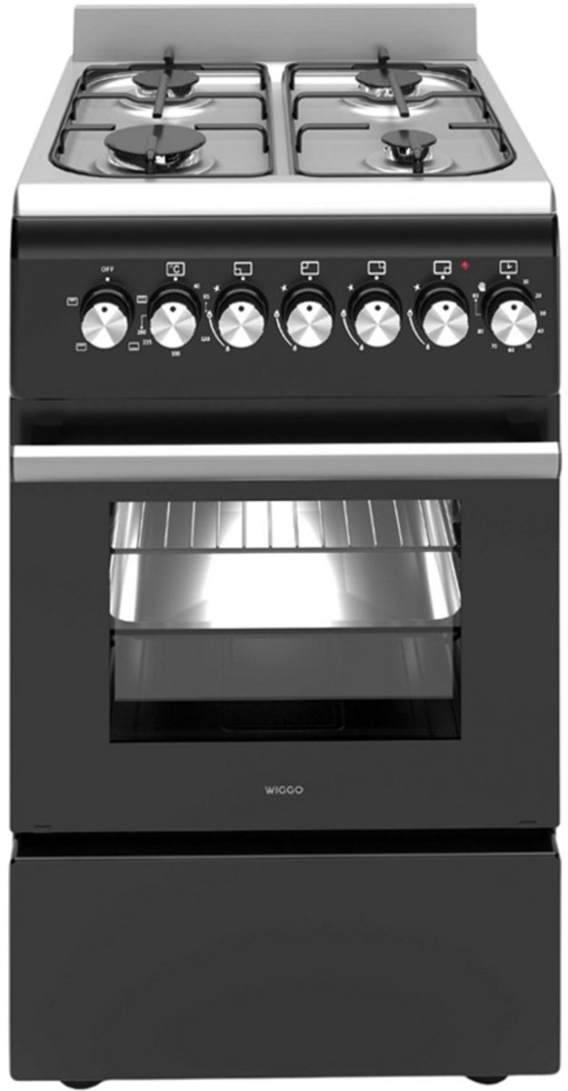 Wiggo WO-E503A(BX) Vrijstaande Gasfornuis - 50 cm - Zwart