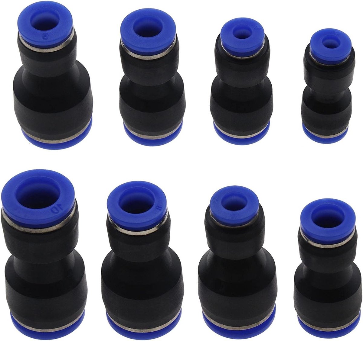 Dailygoods - Pneumatische Drukknoppen - 24 Stuks Adapter - Kunststof - Blauw - Voor Lucht- en Waterleidingen - Snelontgrendeling