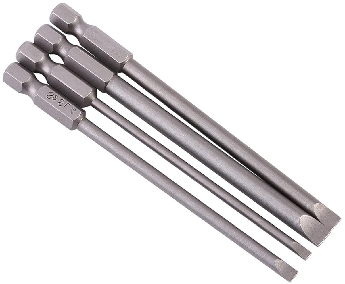4-delige slot bit set met lange magnetische bits van 3-6 mm voor onderhoud en engineering, ideaal voor precisiewerk en reparaties