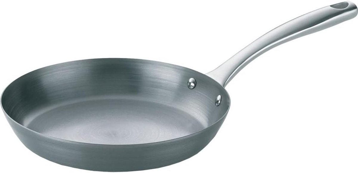 Koekenpan Metaal - Koekenpan - Eten Bereiden - Inductie Geschikt - 24cm Doorsnede - Zilver