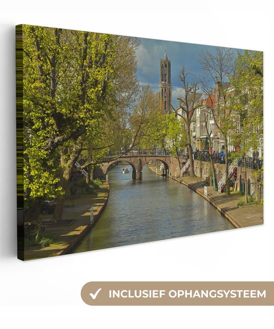 Canvas schilderij 150x100 cm - Wanddecoratie Planten - Utrecht - Water - Muurdecoratie woonkamer - Slaapkamer decoratie - Kamer accessoires - Schilderijen op canvas