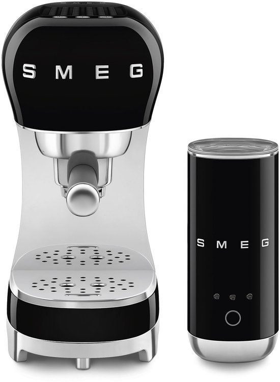 Smeg ECF12BLEU Zwart + melkopschuimer