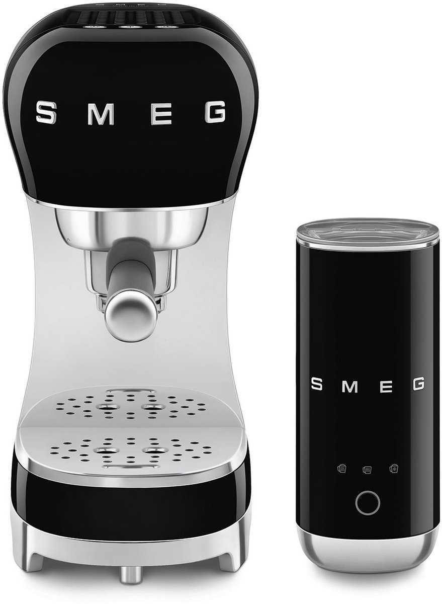 SMEG ECF12BLEU Espressomachine Set – Melkopschuimer – 15 bar – Zwart – 50’s Style