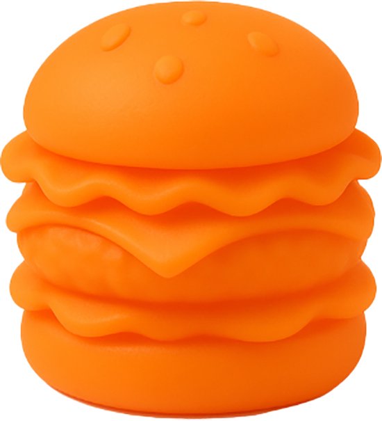 Oranje hamburger met drie lagen kaas