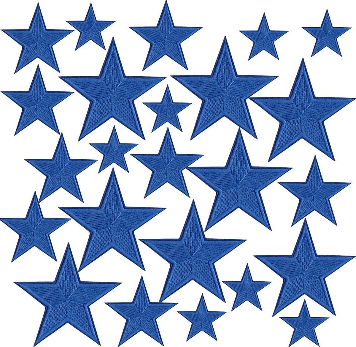 Set van 24 Blauwe Ster Patches - Leuke Borduur Patches voor Kleding, Hoeden, T-Shirts en Rugzakken - Ideaal voor Creatieve Naaiprojecten