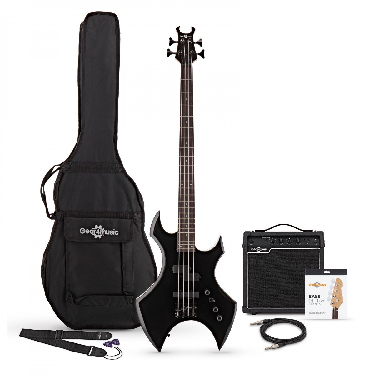 Harlem X Basgitaar + 15 W Versterkerpakket, Zwart