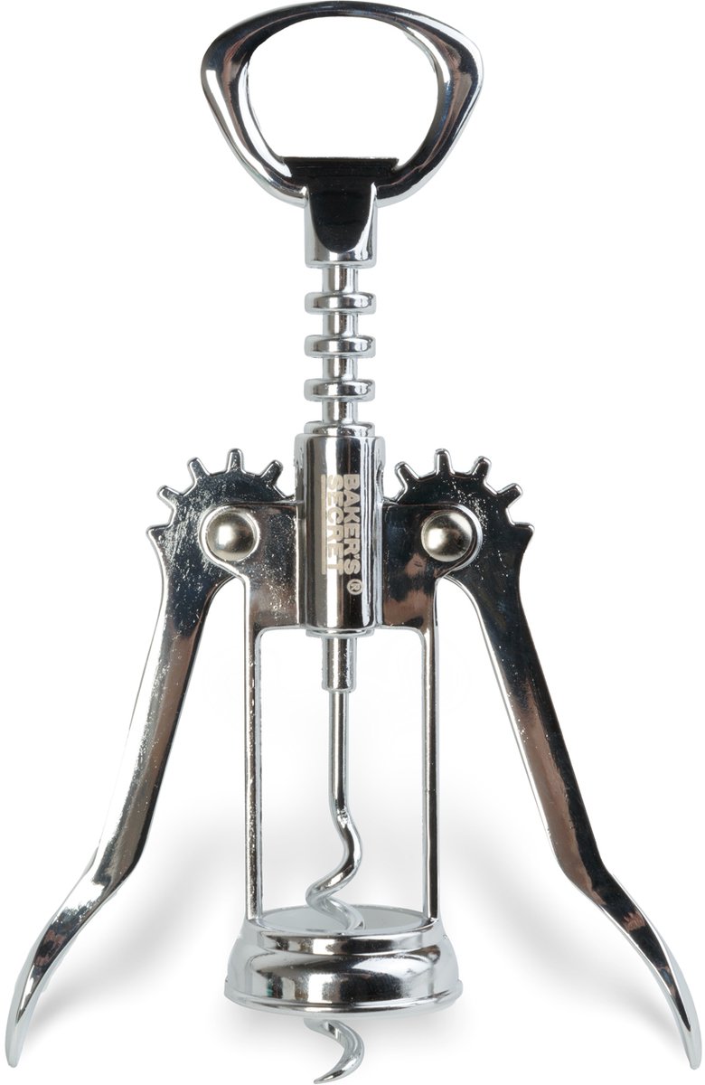 Vleugelkurkentrekker Metaal - Wijnopener met Hefboom - Luxe Kurkentrekker voor Wijnflessen - Flessenopener Zilver - Professionele Wijnopener - Handmatige Kurkentrekker - 16,5 cm [BS40549]