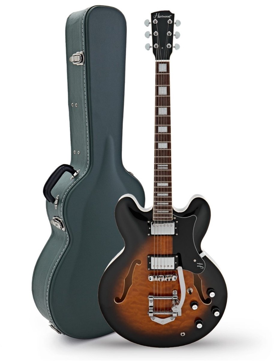 Hartwood Revival Legend TR semi-akoestische gitaar & harde koffer, Sunburst