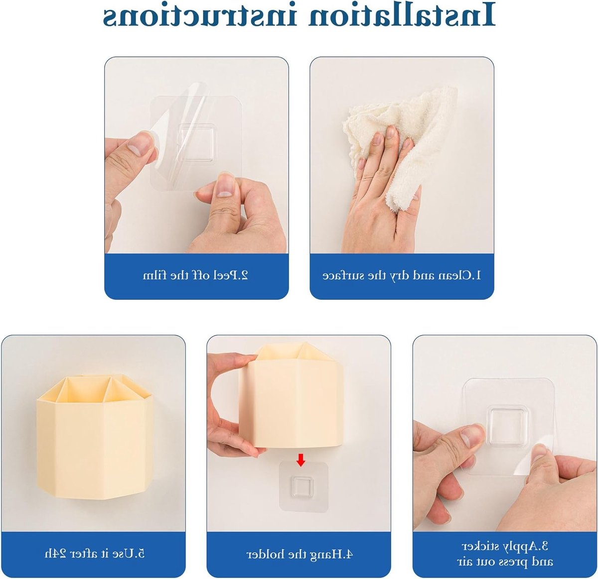 Elektrische Tandenborstelhouder van Plastic met 5 Slots, Organizer voor Tandpasta en Tandenborstels, Geschikt voor Diverse Merken zoals Oral-B en Philips Sonicare (Geel) — afbeelding 4