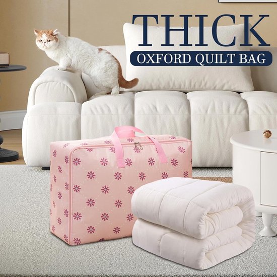 Dekbed Opbergtas - Beddengoed Opbergzak - Thuis Kast Reizen - Ritssluiting Bescherming - 55x33x20cm - Roze zon — afbeelding 2