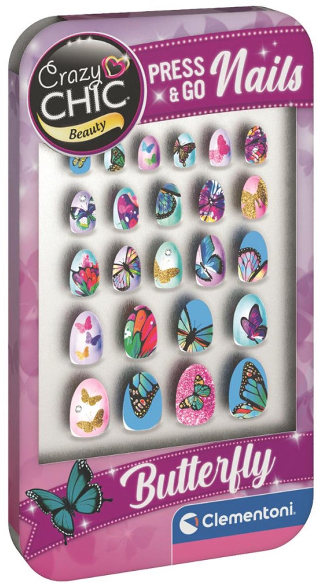 Crazy Chic Butterfly Clementoni kunstnagelset
