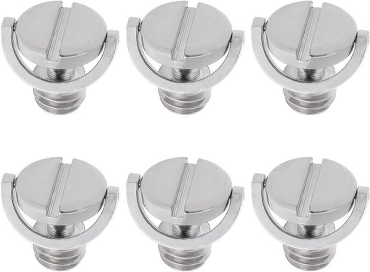 Montage Schroef - Camera Bevestiging - Buitendraad - Quick Release Plaat - Statief - 3/8 Inch - D-Ring - Compatibel voor Camera's - Zilver - 6 Stuks - 19.4x16.2mm - Schroef.