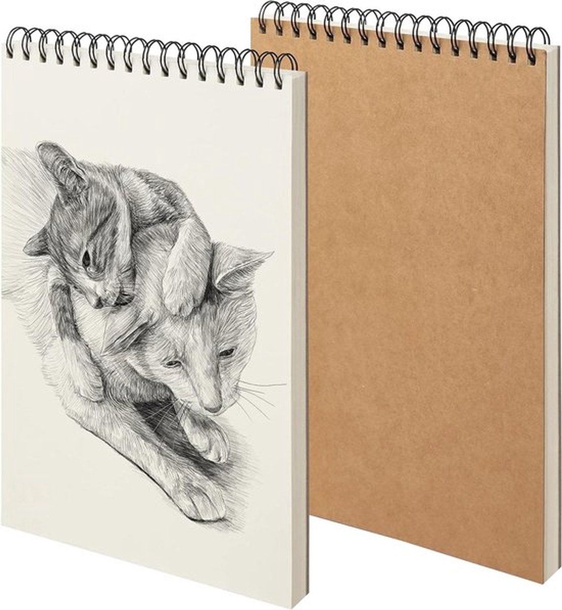 - Notitieblok en schetsboek - 2-pack - A4 formaat - 128gsm papier - Spiraal gebonden - 21x29,5 cm - Waterverf en kunstenaars - Wit papier - Voor tekenen en schilderen.