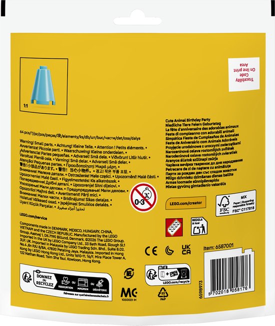 Achterkant van de LEGO Creator verpakking met productinformatie.