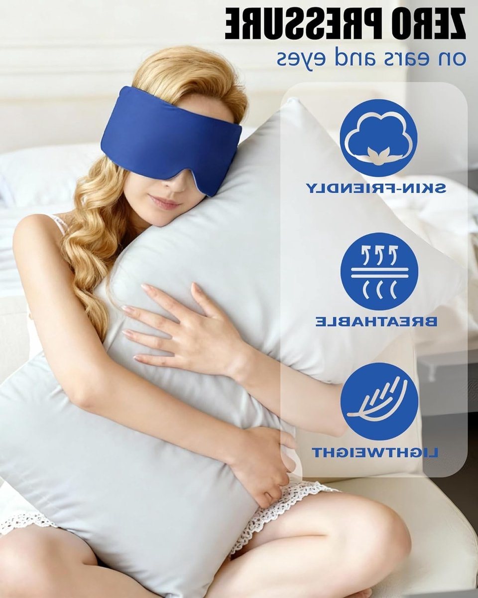 Donkerblauw zijden slaapmasker voor mannen en vrouwen - verstelbaar oogmasker - ideaal voor reizen en dutjes - ontworpen voor Europese en Amerikaanse gezichten