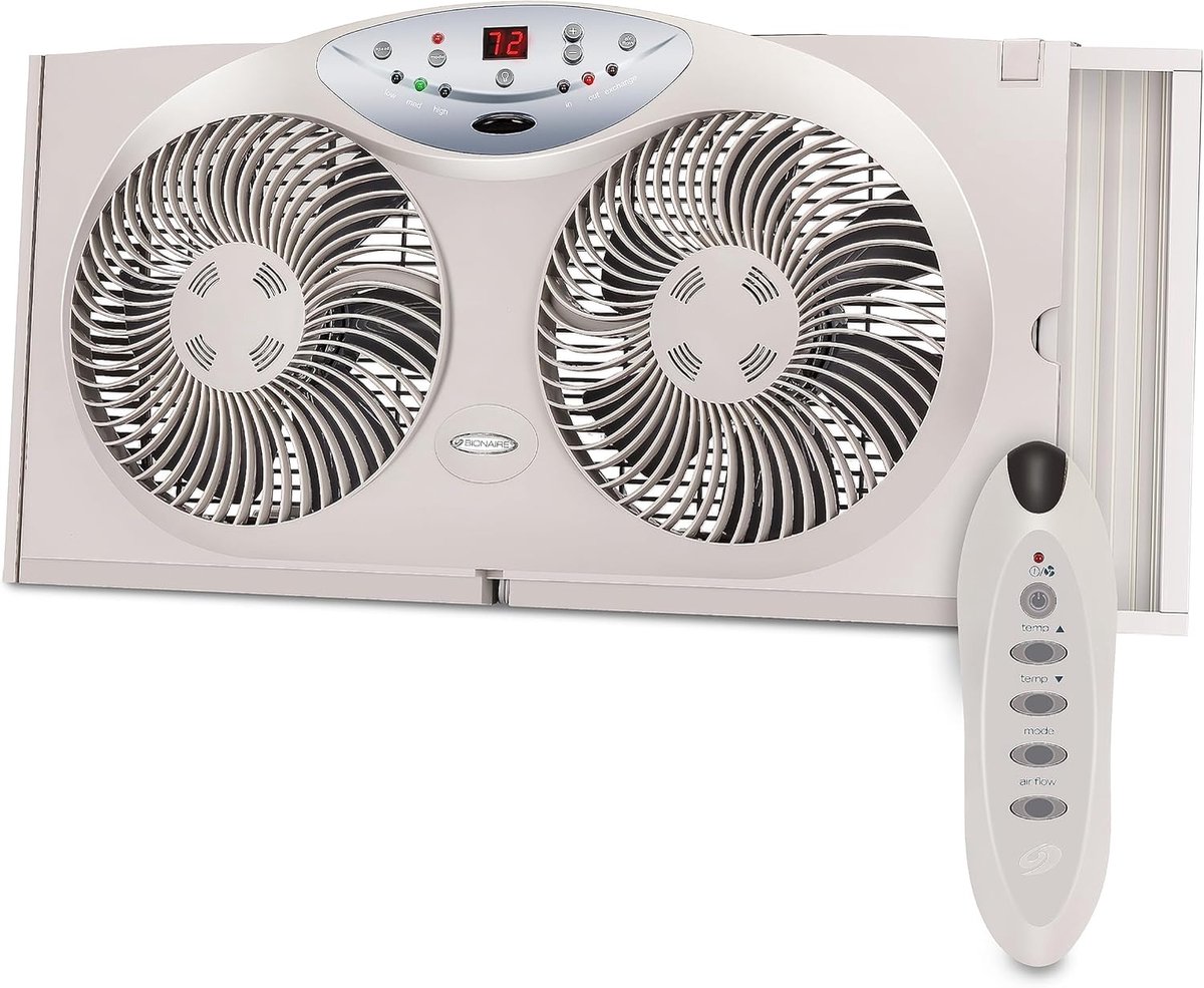 Smal Venster Ventilator met Omkeerbare Luchtstroom en Thermostaat