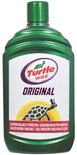 Groene fles Turtle Wax Original met schildpad logo en tekst 'Putting the shine back for 70 years'.