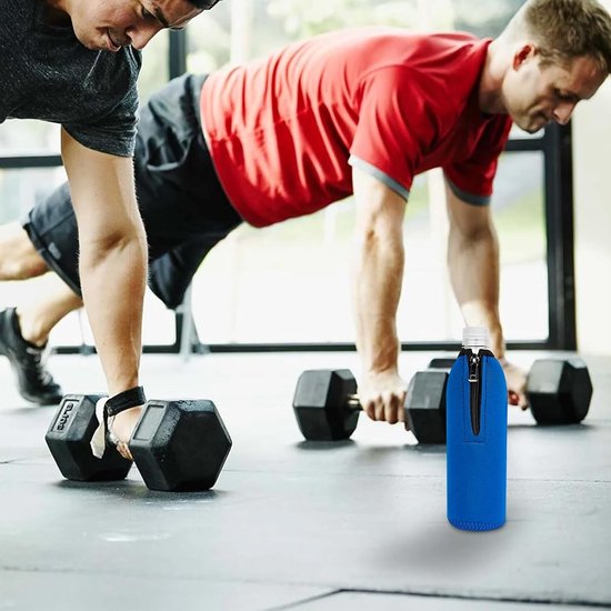 Verstelbare Isolatie Fleshouder voor 16.9 Oz Flessen, Geschikt voor Smartwater en Crystal Geyser, Neopreen Koeler met Rits in Blauw — afbeelding 3