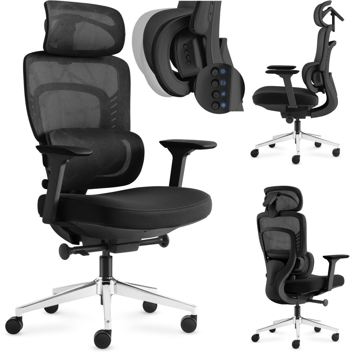 Mark Adler Visioner 6.1 - bureaustoel met lendenmassage - ergonomisch - mesh-stof - zwart