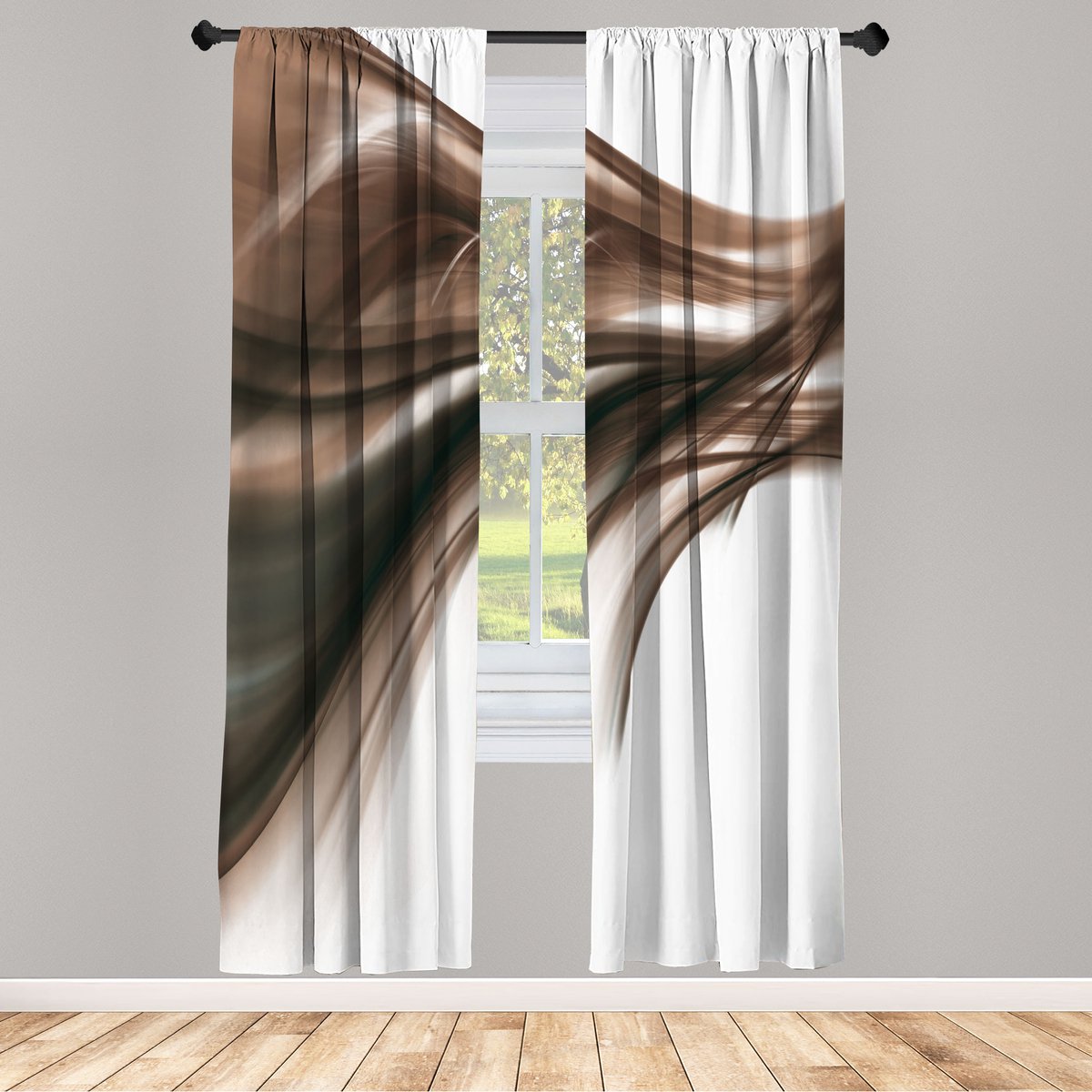 ABAKUHAUS Abstracte Gordijnen, Set van 2 Panelen voor Woonkamer en Slaapkamer, 150 x 245 cm, Bruin Karamel