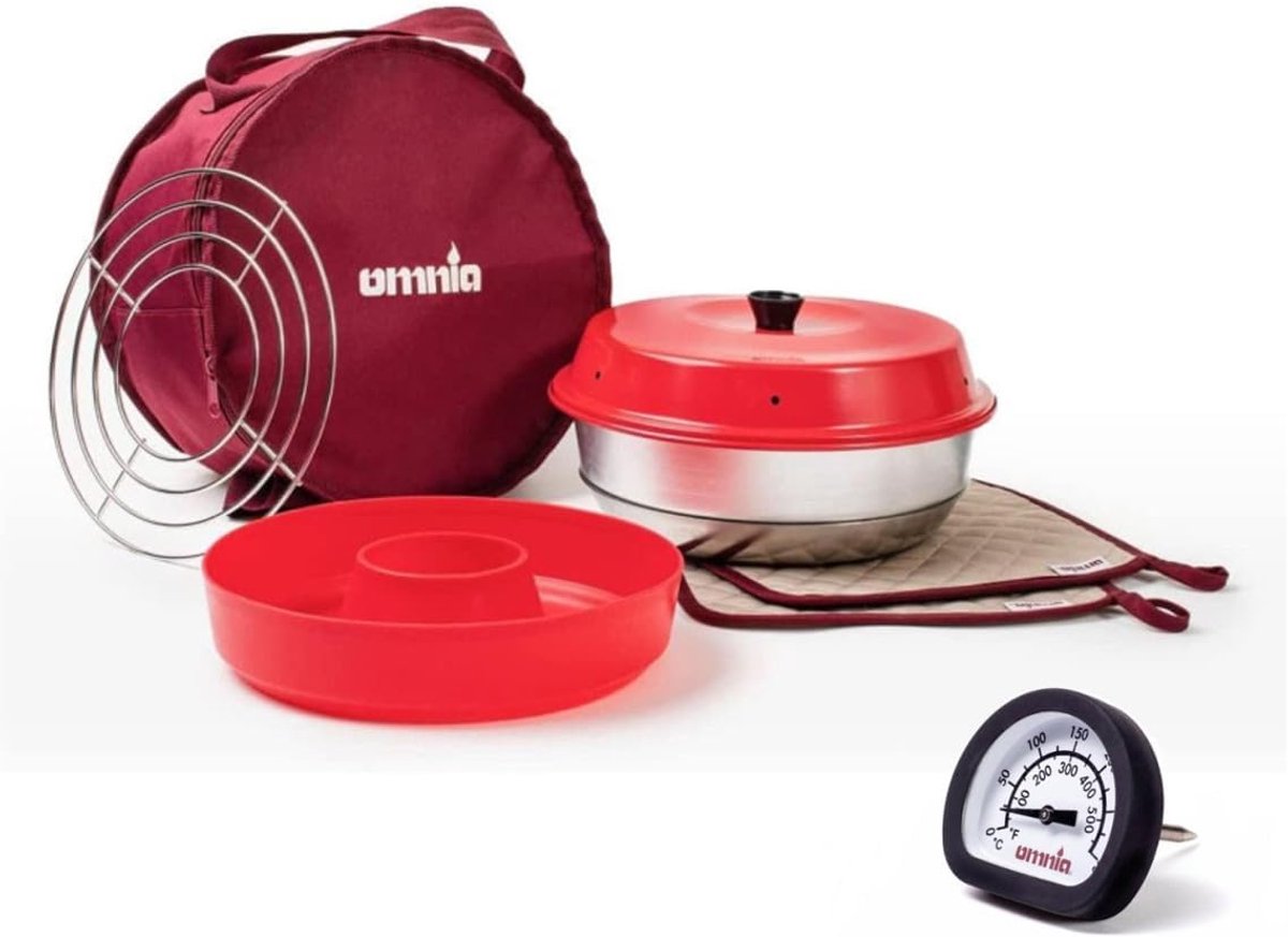 Oven Pakket - Compacte Oven - Kamperen Koken - Multifunctioneel Thermometer - 2 Liter - Rood