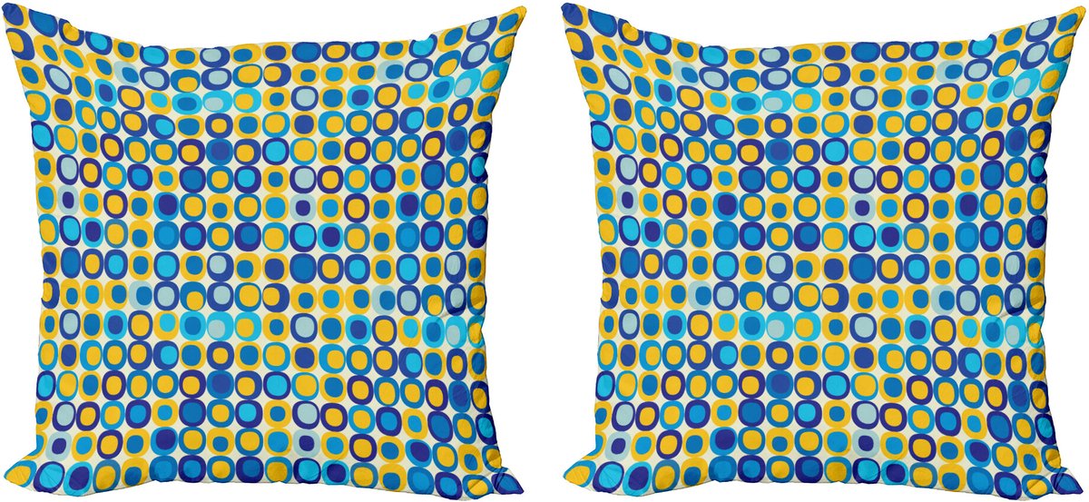 ABAKUHAUS gele en blauwe kussensloopset (2 stuks), ronde motieven, 60 cm, meerkleurig Veelkleurig