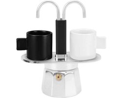 Espressomaker voor 2 Kopjes met Dubbele Tuit - Aluminium Mokkapot