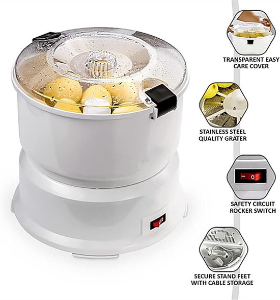 Elektrische Aardappelschilmachine - Automatische Schilder - Snel Groenten Schillen - Intelligente Schil-aanpassing - 1kg Capaciteit - Wit — afbeelding 5