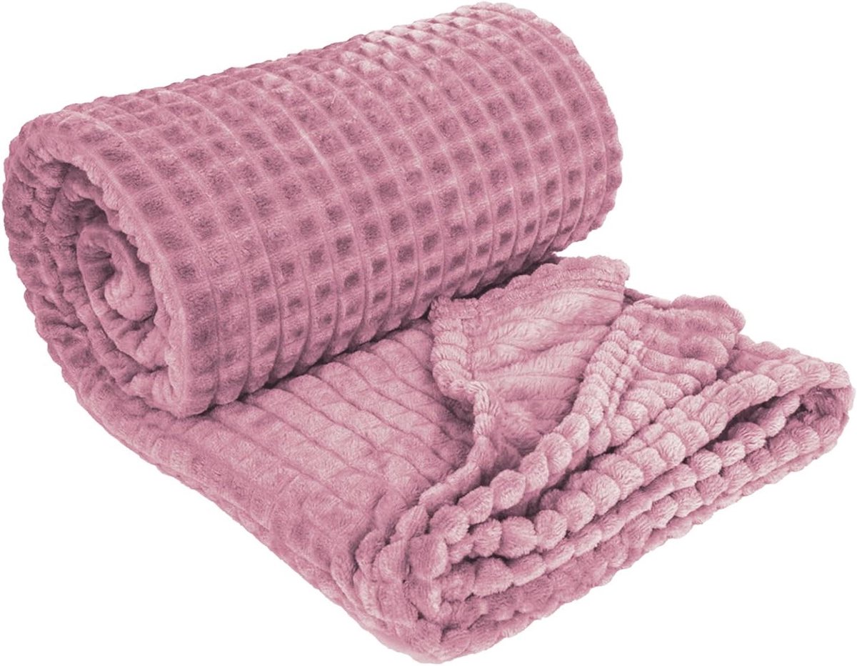 Knuffeldeken - Wollige sprei - Gezelligheid thuis - Zachte 3D textuur - 150 x 200 cm - Paars