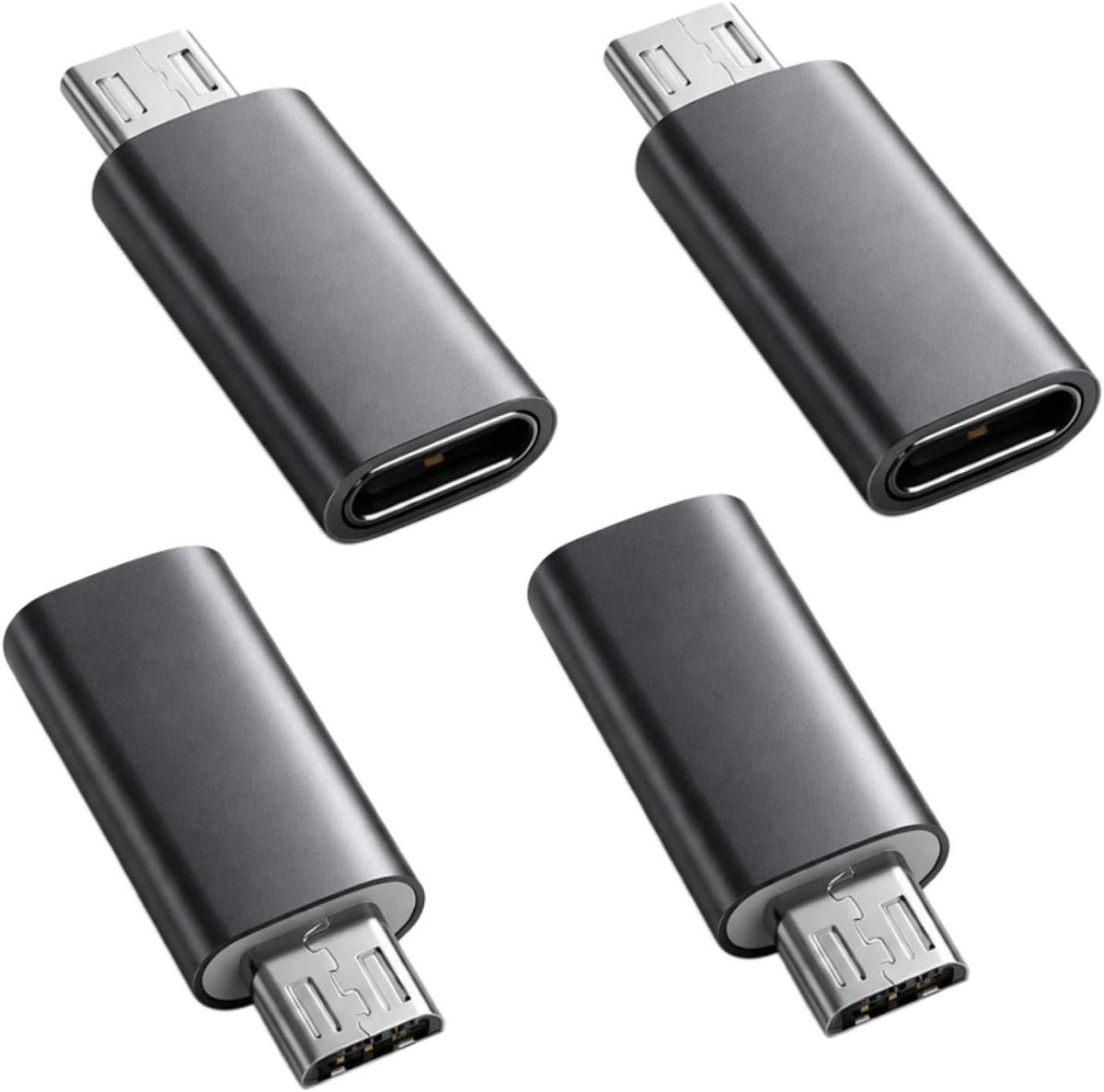 USB-C naar Micro USB - Adapter Converter - Opladen Data - Compact Ontwerp - 4 Stuks - Zwart