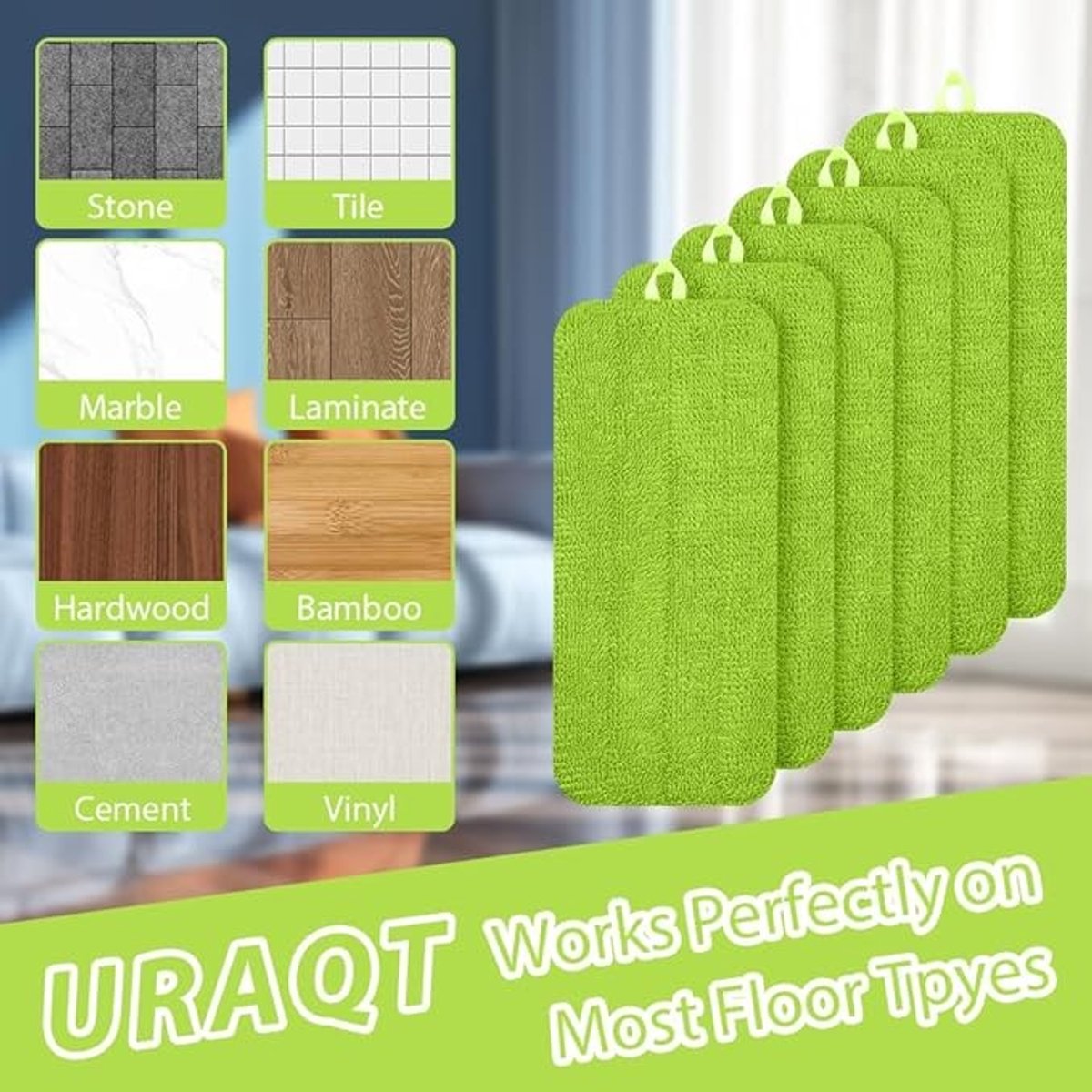 6 Stuks Microvezel Dweilpads voor Vloerwisser, 30,5 x 14 cm, Absorberend en Herbruikbaar