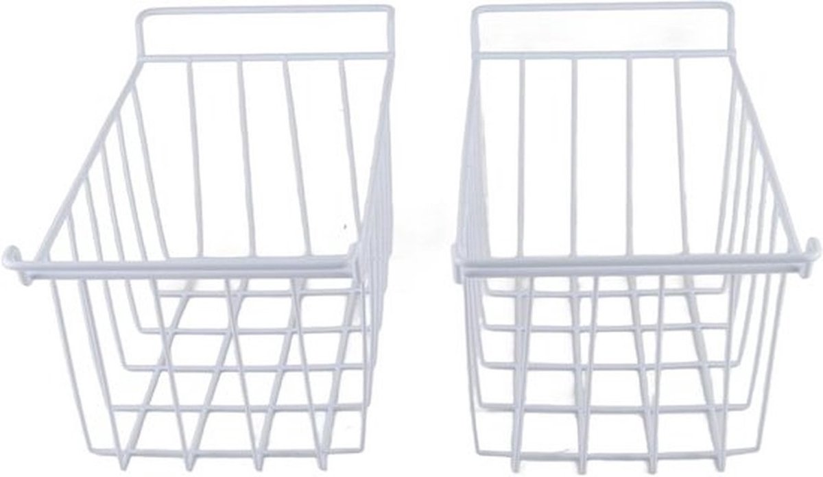 Metalen Mand Organisator voor Vriezer en Koelkast - Set van 2 - Draad Opbergmanden met Handvatten - Keukenkast Organizers - Pantry Opslagbakken - Afmetingen 39x20x20cm