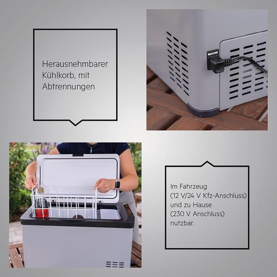 Compressor Koelbox - Mobiele Koeler - Dranken Koelen - Twee Temperatuurzones - 30 Liter - Grijs — afbeelding 2