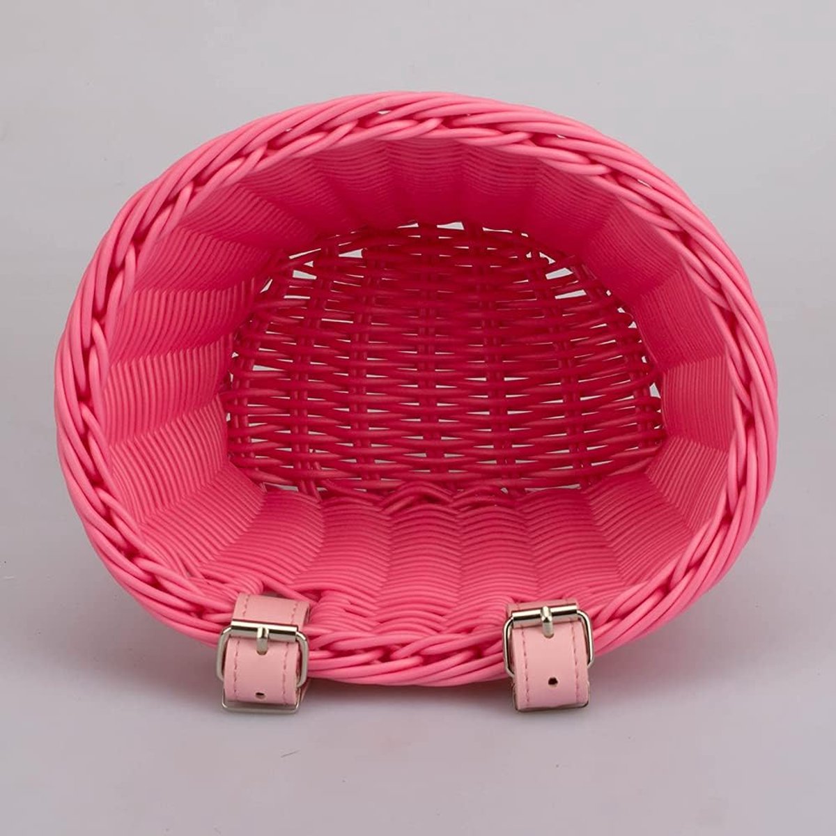 Fietsmand Rotan - Stuurmand Handgeweven - Fietsen Boodschappen - Verstelbare Riem - 21 x 16 x 16 cm - Roze