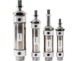 Mini Cilinder - Luchtcilinder Pneumatisch - Industriële Automatisering - Roestvrij Staal - Boring 25mm Slag 100mm - Metaal