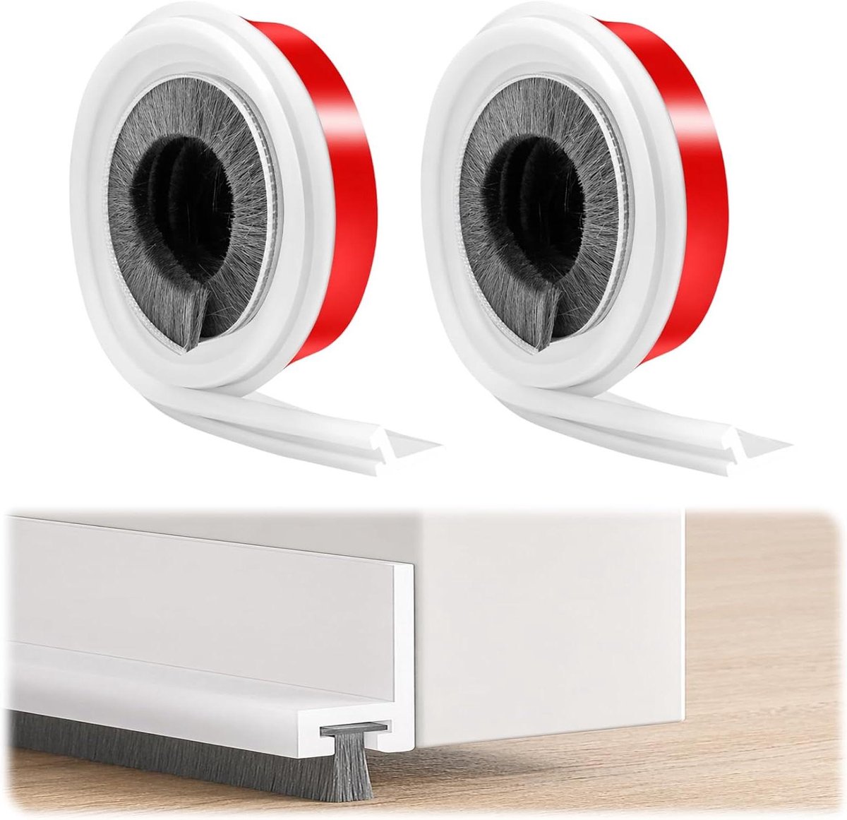 Afdichtingstape Deur - Tochtstopper Borstel - Energie Besparen - Zelfklevend Eenvoudig - 100 cm - Wit